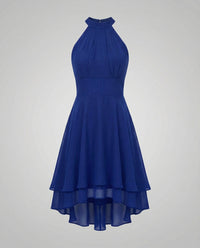 Antonia Sleeveless Ruffle Hem Halter Dress