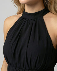 Antonia Sleeveless Ruffle Hem Halter Dress