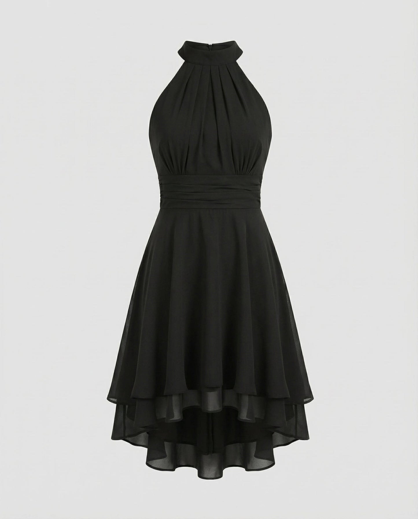 Antonia Sleeveless Ruffle Hem Halter Dress_5