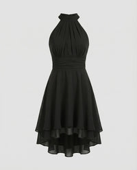 Antonia Sleeveless Ruffle Hem Halter Dress