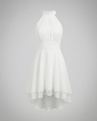 Antonia Sleeveless Ruffle Hem Halter Dress