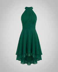 Antonia Sleeveless Ruffle Hem Halter Dress