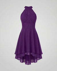 Antonia Sleeveless Ruffle Hem Halter Dress