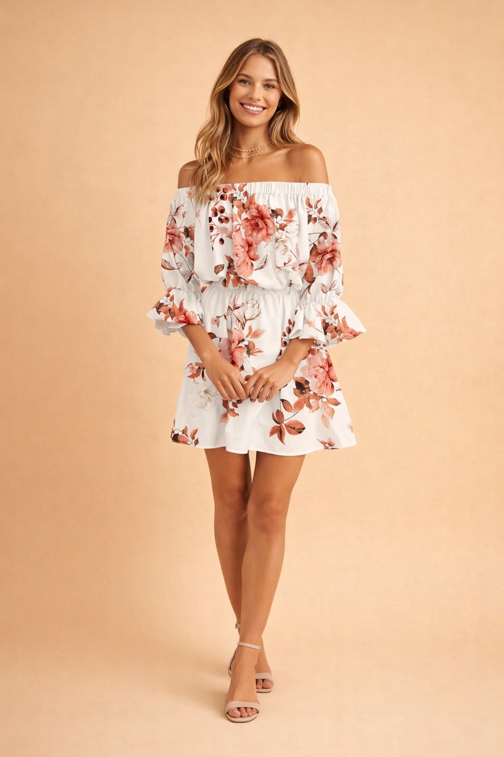 Perdita Floral Off Shoulder Ruffle Sleeve Dress_2