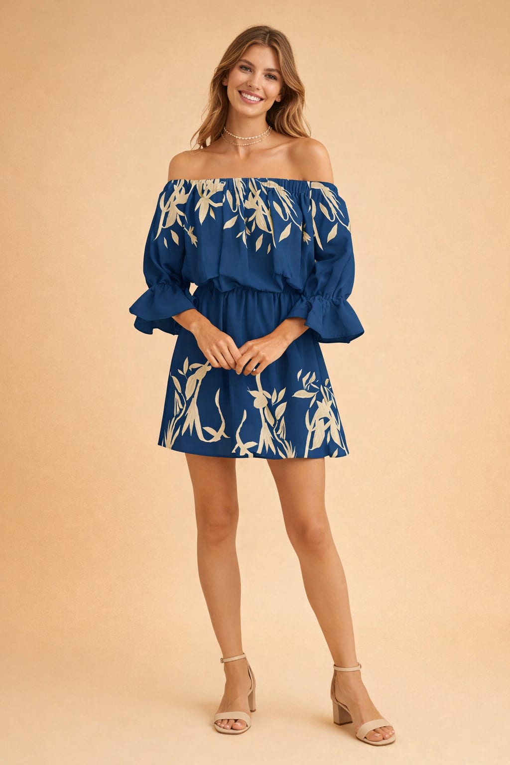 Perdita Floral Off Shoulder Ruffle Sleeve Dress_3