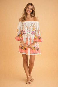 Perdita Floral Off Shoulder Ruffle Sleeve Dress