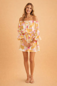 Perdita Floral Off Shoulder Ruffle Sleeve Dress