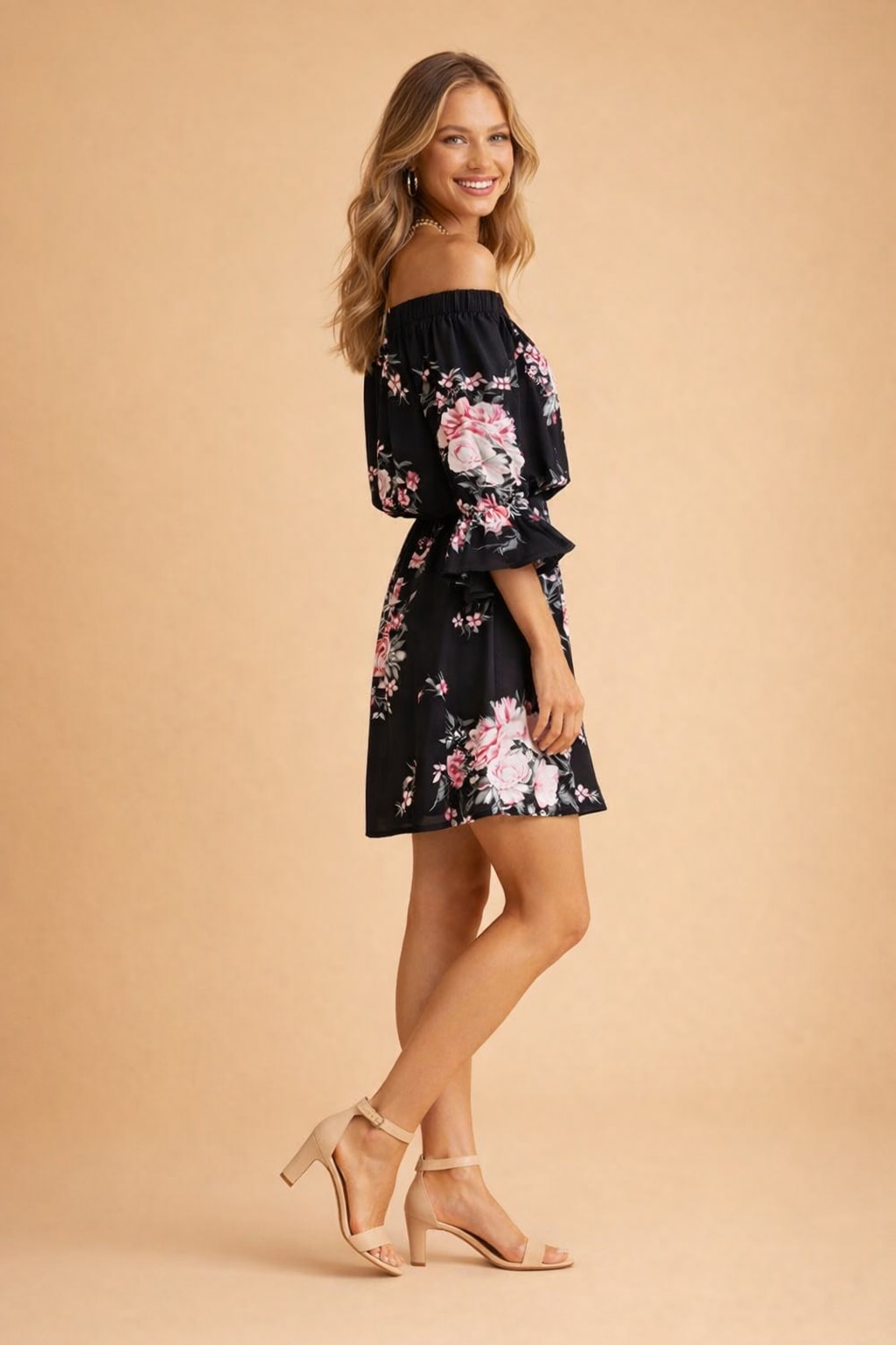 Perdita Floral Off Shoulder Ruffle Sleeve Dress_7