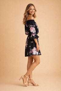 Perdita Floral Off Shoulder Ruffle Sleeve Dress