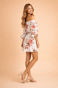 Perdita Floral Off Shoulder Ruffle Sleeve Dress