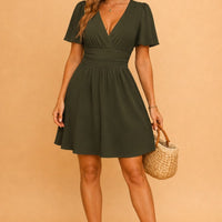 Lucinda Hartley V-Neck Flutter Sleeve Summer Dress