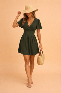 Lucinda Hartley V-Neck Flutter Sleeve Summer Dress