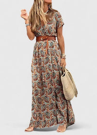 Pippa Short Sleeve Wrap Maxi Dress with Slit