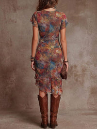 Athena Abstract Print Midi Dress