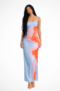 Jillian Abstract Print Slim Fit Maxi Dress