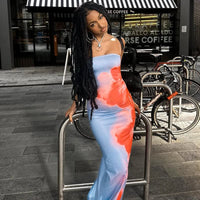 Jillian Abstract Print Slim Fit Maxi Dress