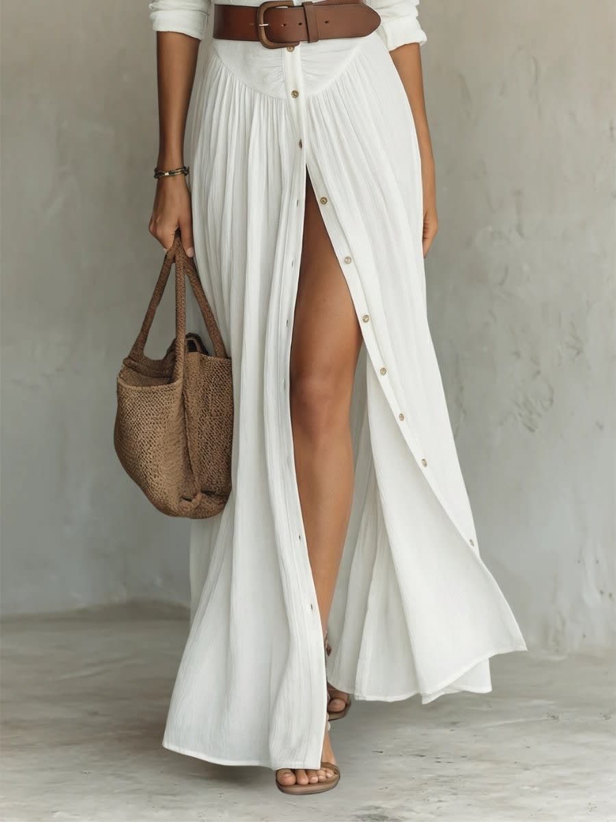 Sylvia Belted Button Down Maxi Shirt Dress