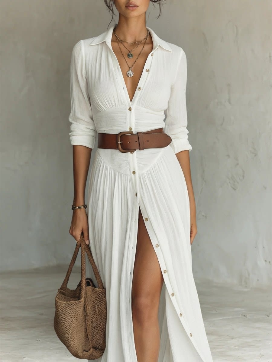 Sylvia Belted Button Down Maxi Shirt Dress_3
