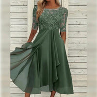 Mairead Embroidered Chiffon Midi Dress