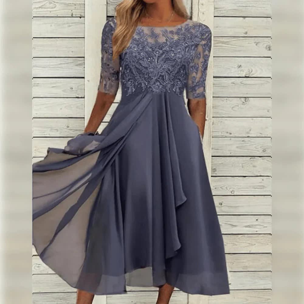Mairead Embroidered Chiffon Midi Dress