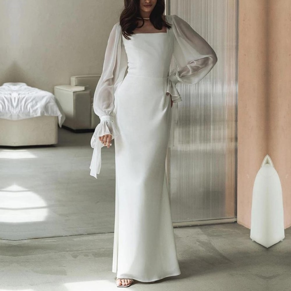 Eugenie Sheer Sleeve Maxi Wedding Dress