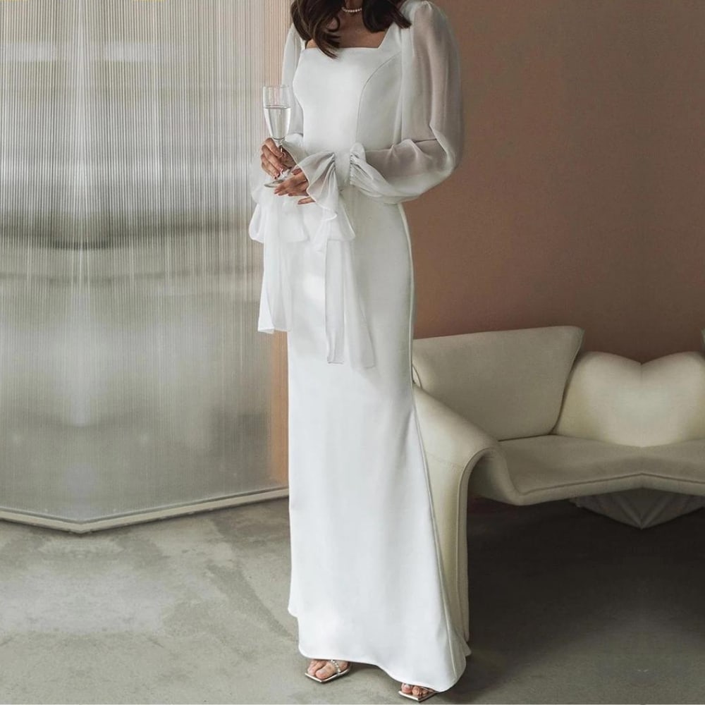 Eugenie Sheer Sleeve Maxi Wedding Dress_2