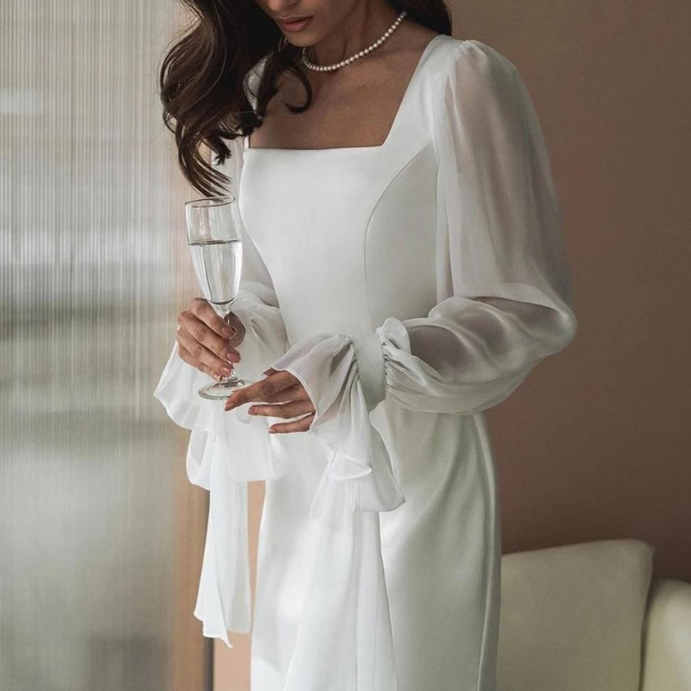 Eugenie Sheer Sleeve Maxi Wedding Dress