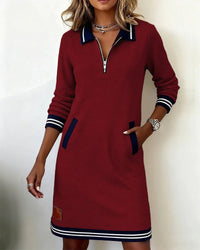 Jodie Collared Zip Front Midi Dress