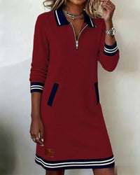 Jodie Collared Zip Front Midi Dress