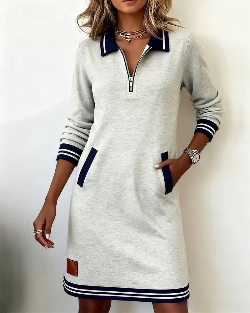 Jodie Collared Zip Front Midi Dress_4