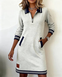 Jodie Collared Zip Front Midi Dress