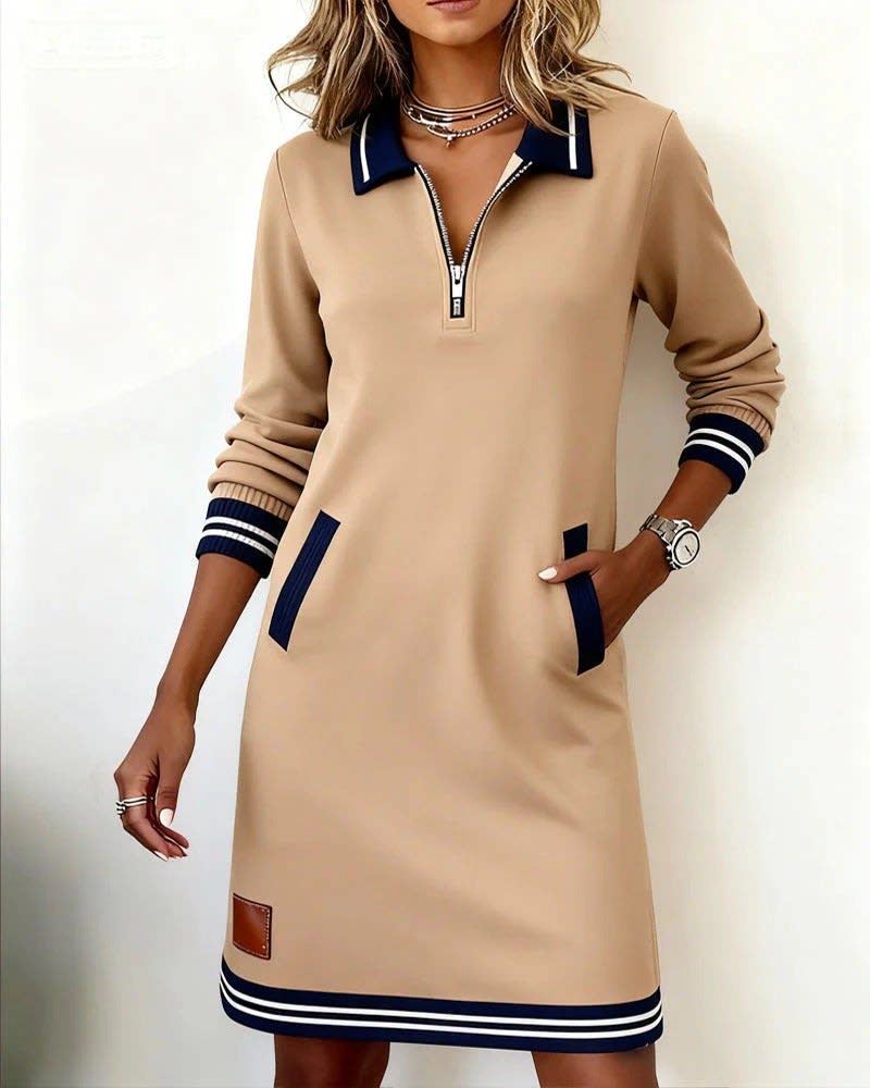 Jodie Collared Zip Front Midi Dress_8