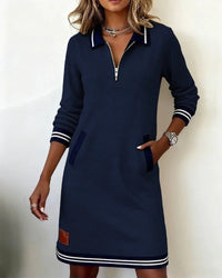 Jodie Collared Zip Front Midi Dress