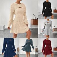 Kerry Hooded Ribbed Knit Mini Dress Set