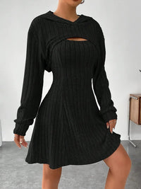 Kerry Hooded Ribbed Knit Mini Dress Set