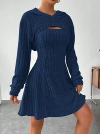 Kerry Hooded Ribbed Knit Mini Dress Set