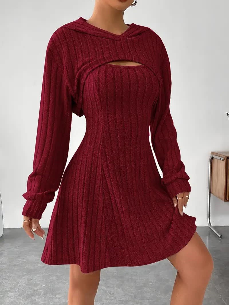 Kerry Hooded Ribbed Knit Mini Dress Set_5