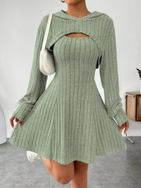 Kerry Hooded Ribbed Knit Mini Dress Set