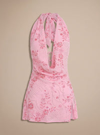 Alexa Beaded Cowl Neck Backless Party Mini Dress