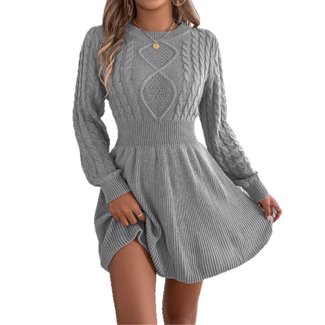 Kathleen Cable Knit A-Line Sweater Dress_2