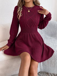 Kathleen Cable Knit A-Line Sweater Dress
