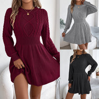 Kathleen Cable Knit A-Line Sweater Dress