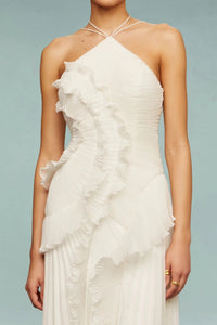 Alina Pleated Ruffle Maxi Dress
