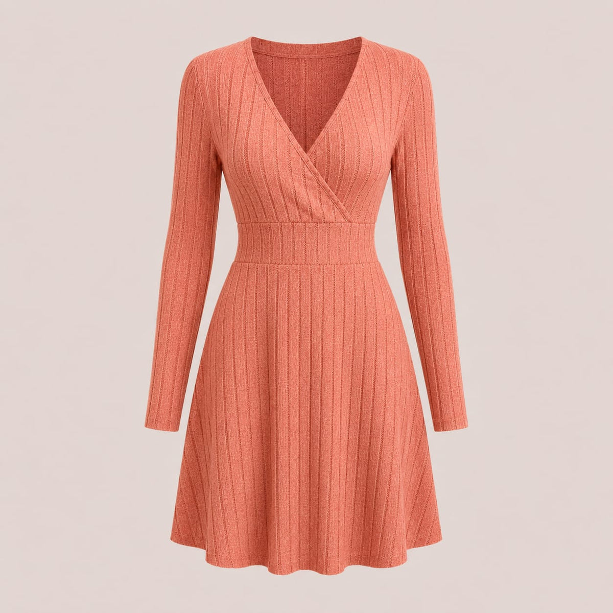 Katrina Ribbed Knit Wrap Dress