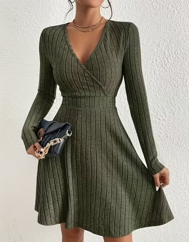 Katrina Ribbed Knit Wrap Dress