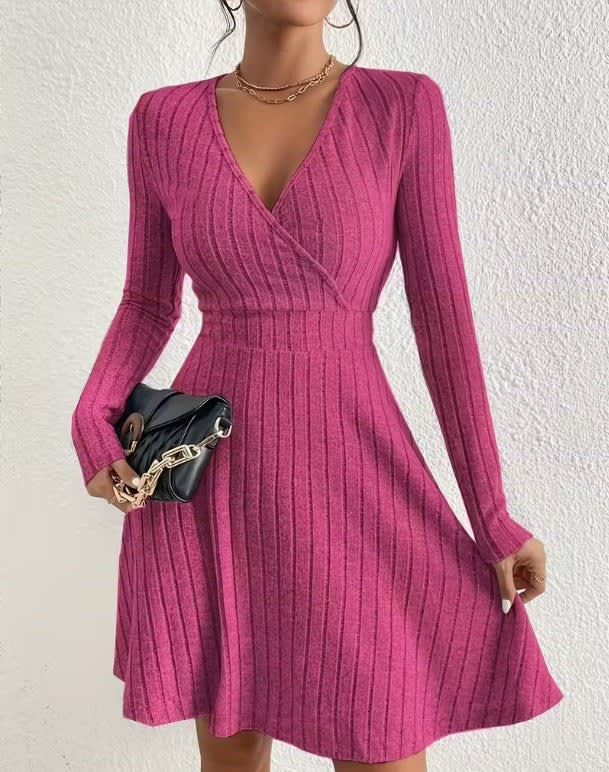 Katrina Ribbed Knit Wrap Dress