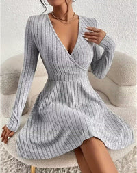 Katrina Ribbed Knit Wrap Dress