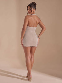 Jorja Rhinestone Cowl Neck Christmas Party Mini Dress