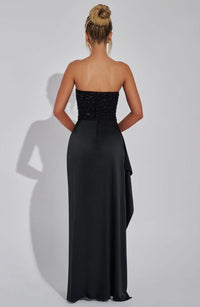 Eilish Beaded Corset Satin Maxi Dress