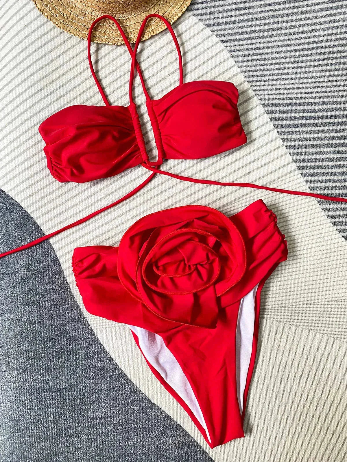 Dorien Strappy Rosette Bikini Set_7